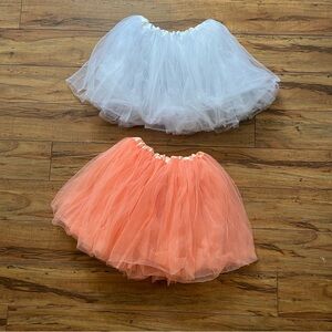 2 tutus White and Orange Tulle Skirts one size fits most